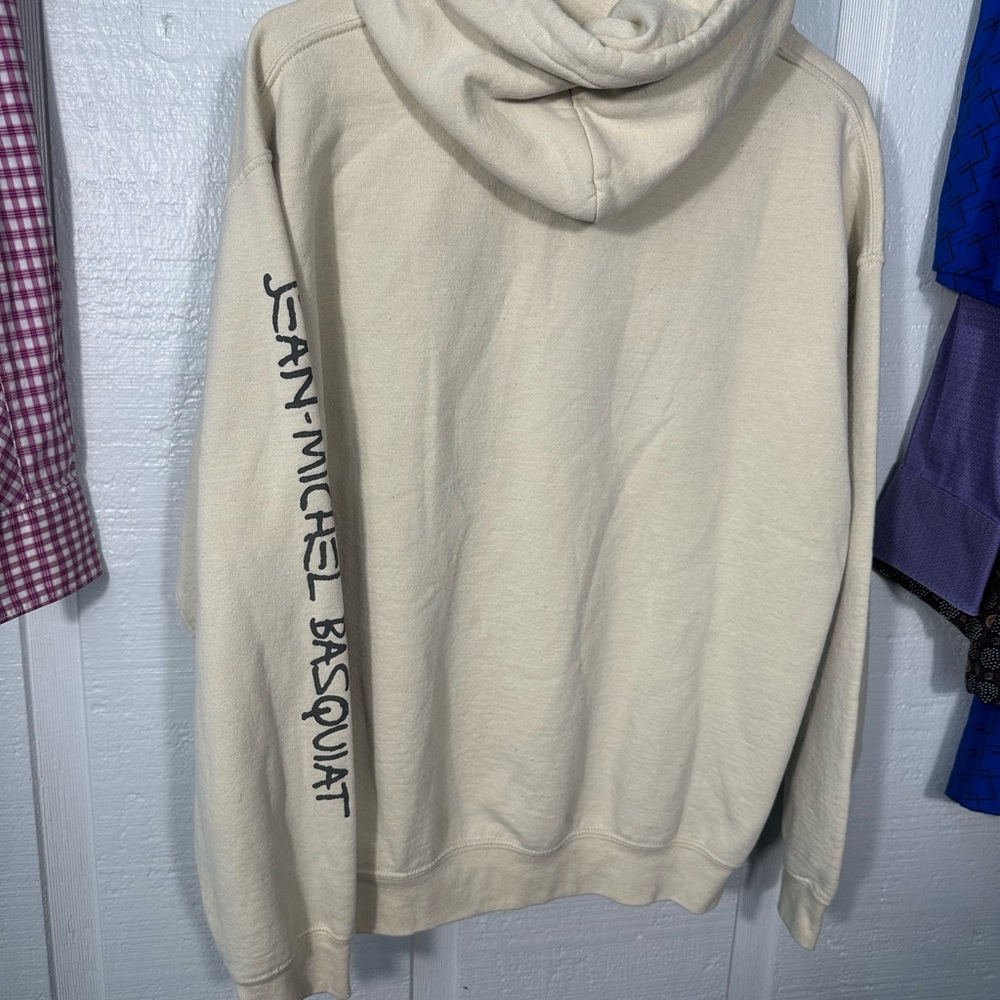 Jean-Michel Basquiat Men’s Beige Hoodie Red Kings Art to Wear Size Medium EUC - Picture 6 of 6